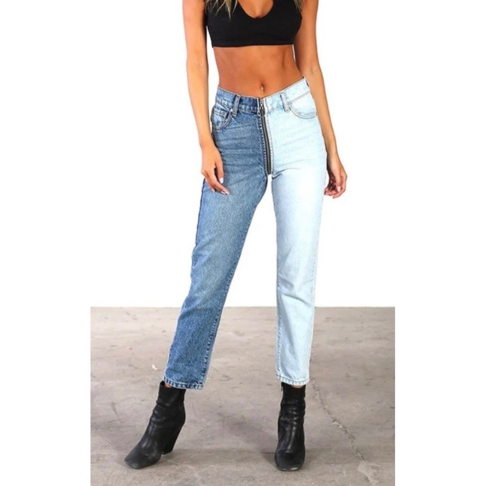 Revice Denim Ying Yang Tokoyo Wash Full Zip High Rise Straight Jeans Size 29